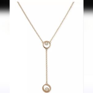 KARL LAGERFELD PARIS Gold-Tone Imitation Pearl Lariat Necklace 16" + 3" extender